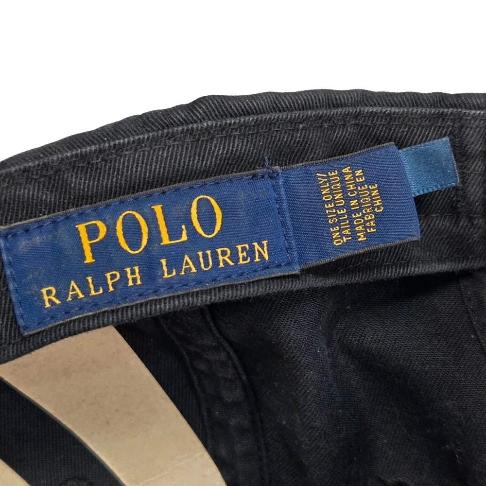 Polo Ralph Lauren Strap‎ Back Baseball Cap Black Red Pony Logo Cotton Dad Hat